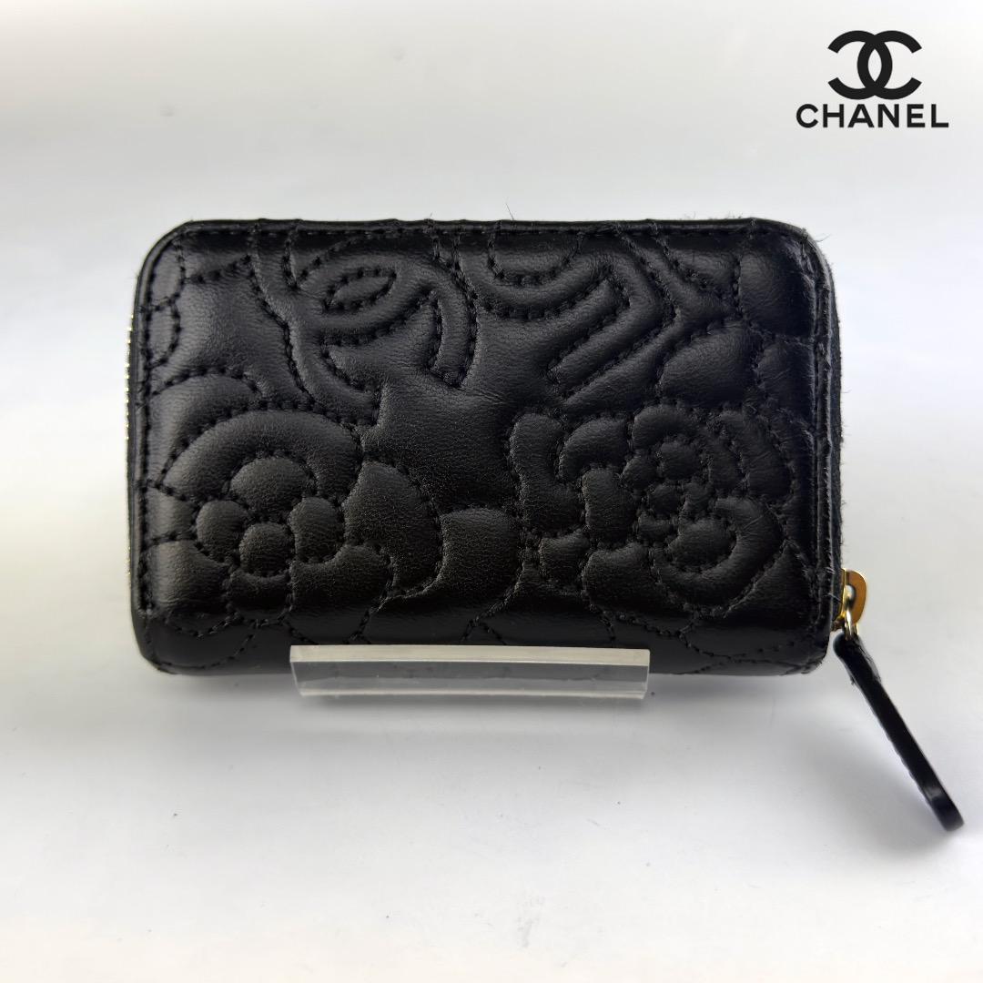 正規品　超美品　シャネル　カメリア　No.5　ケース　ラウンドファスナー