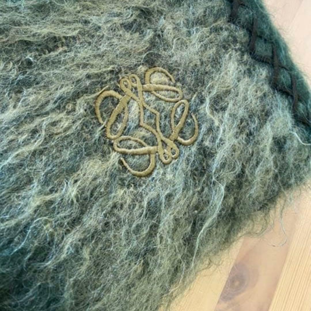 【美品】LOEWE モヘア マフラー＊グリーン