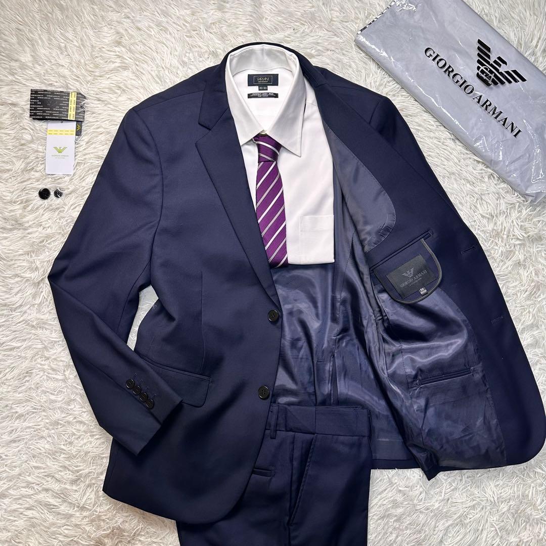 新品タグ付 GIORGIO ARMANI カシミヤ混 セットアップ 光沢 総裏