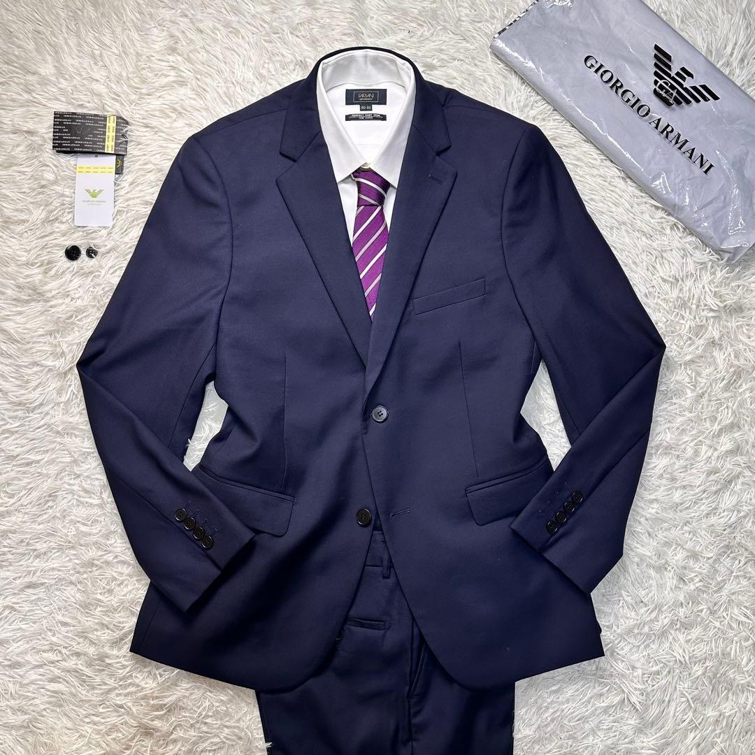新品タグ付 GIORGIO ARMANI カシミヤ混 セットアップ 光沢 総裏