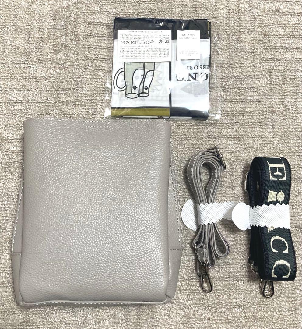 PICONE タグ付新品⭐︎牛革ショルダーバッグ★ハンカチ付き★グレー　本革
