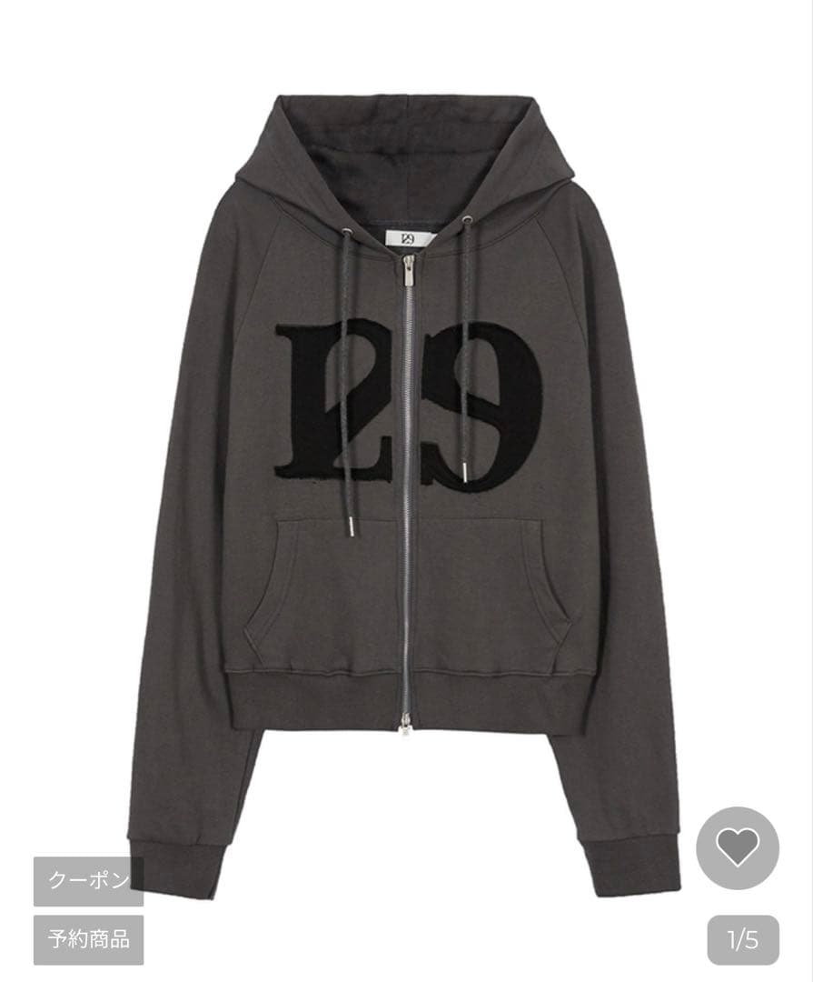 ILLIGO 29 Logo Patch Hoodie Zip-Up チャコール