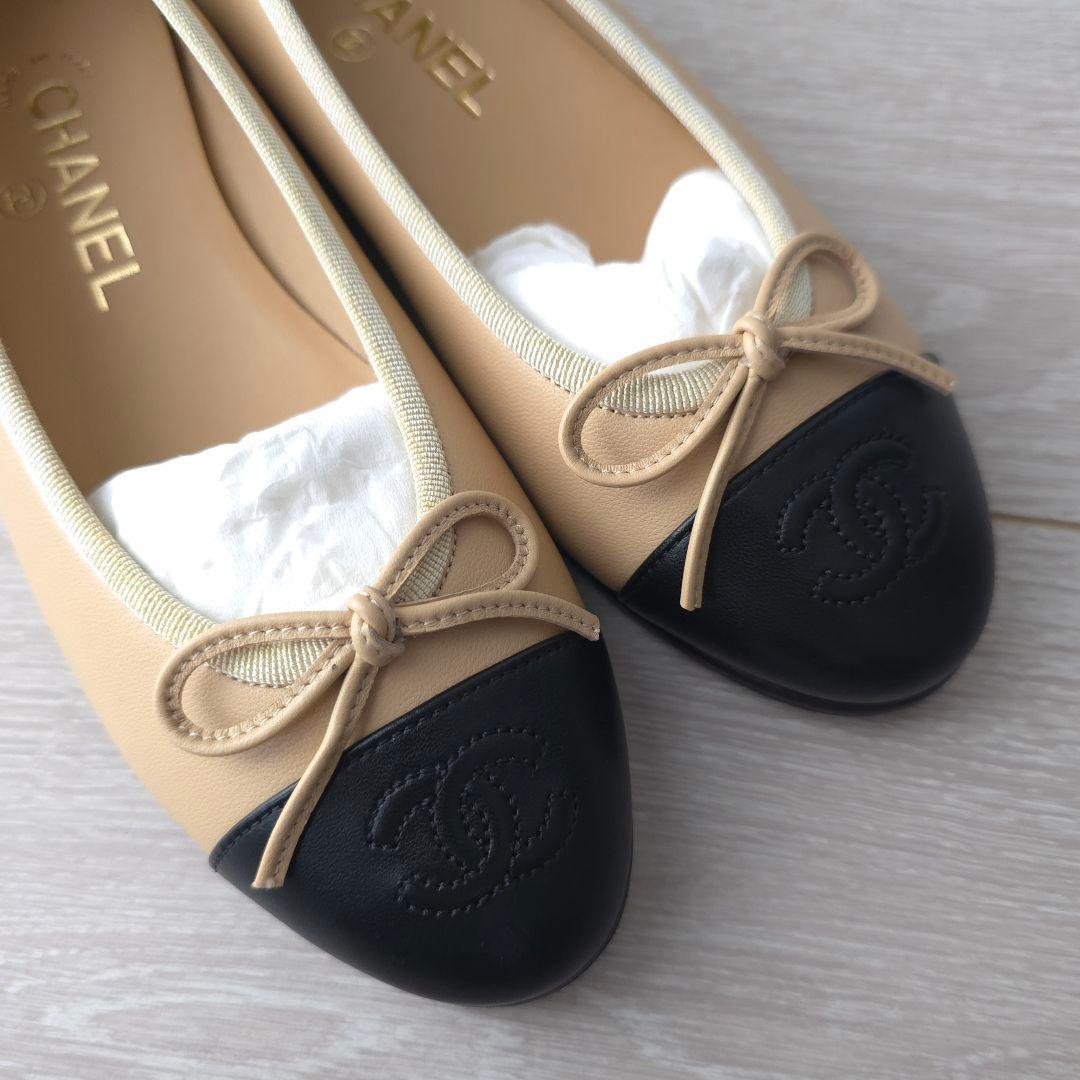 未使用【シャネル】バレリーナ　バレエシューズ　フラットシューズ　35ハーフ