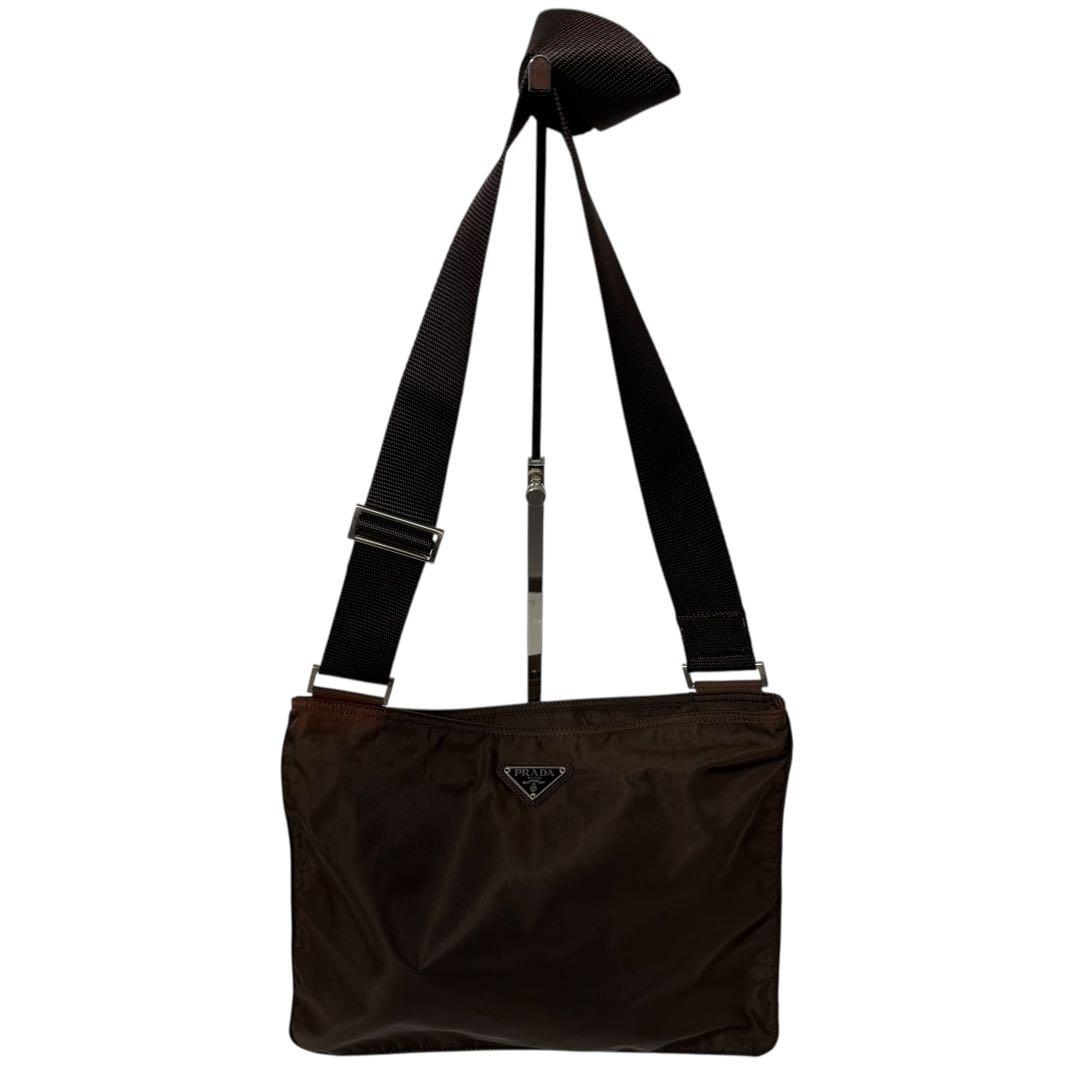 PRADA プラダ　ブラウン ナイロン ショルダーバッグ