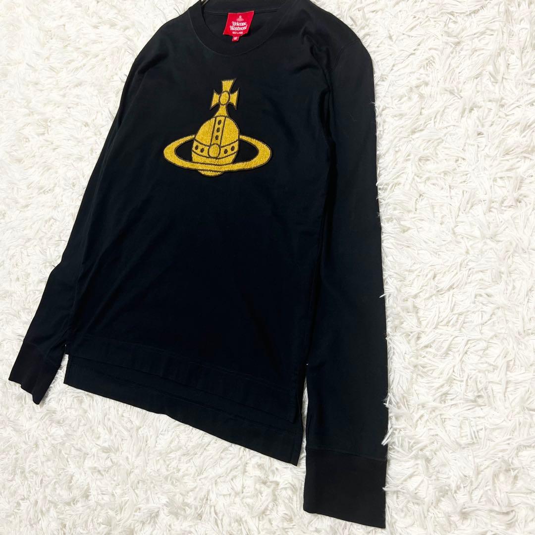 美品✨Vivienne Westwood ロゴ刺繍 長袖Tシャツ 黒 02
