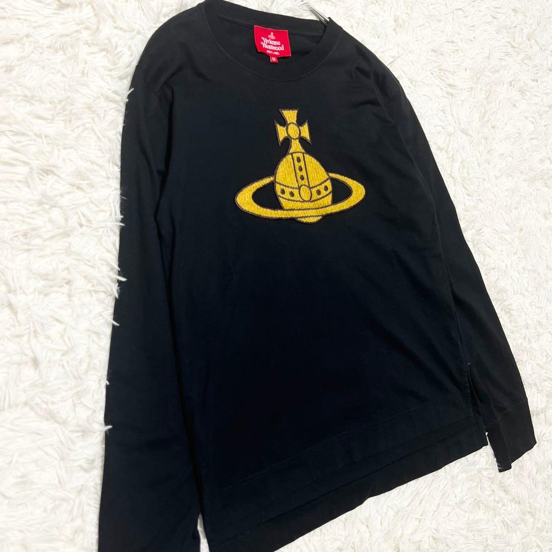 美品✨Vivienne Westwood ロゴ刺繍 長袖Tシャツ 黒 02