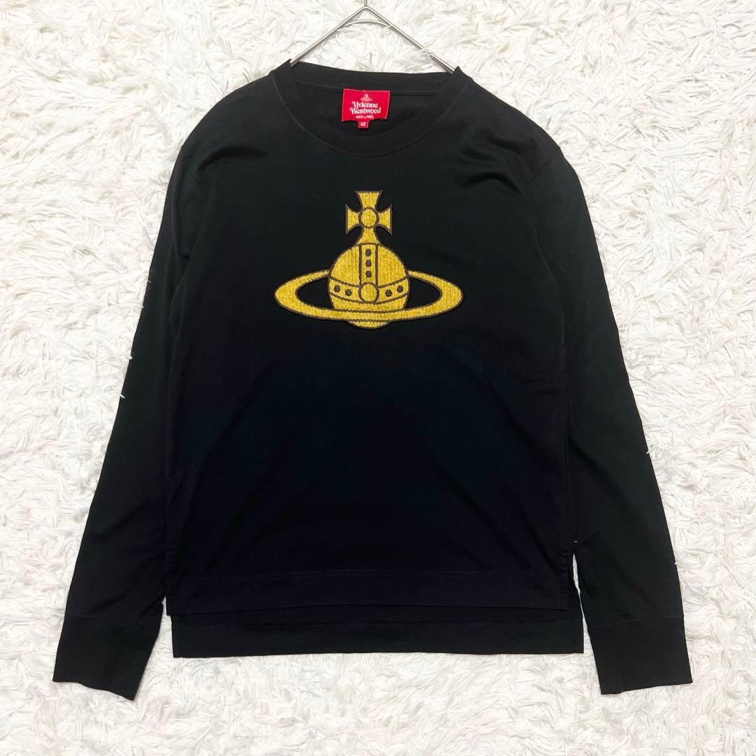 美品✨Vivienne Westwood ロゴ刺繍 長袖Tシャツ 黒 02