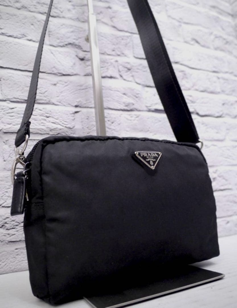 ◆ PRADA プラダ ナイロンxレザー ショルダー カメラ バッグ ポーチ 黒