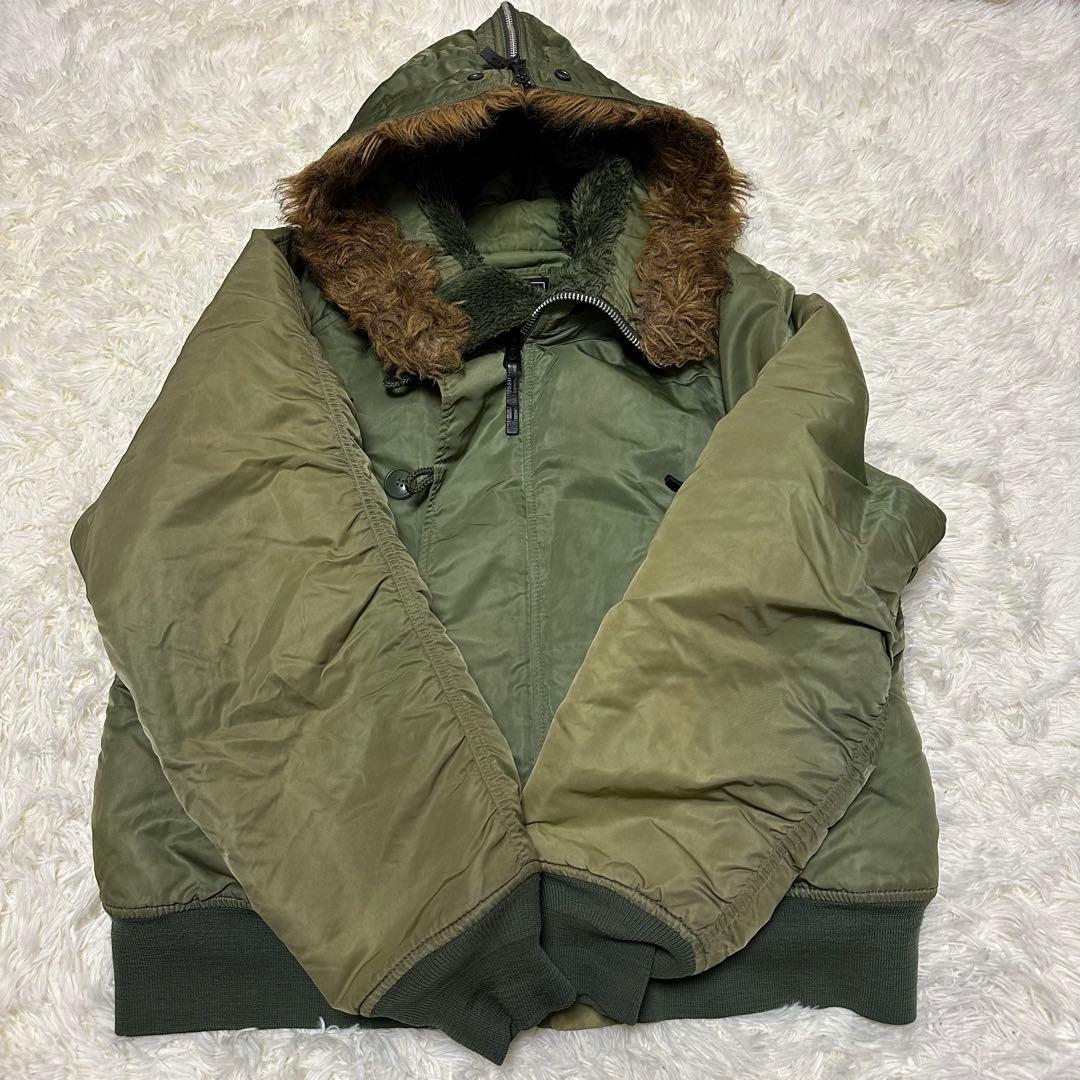 ALPHA N-2B フライトジャケット XL カーキ ミリタリー 大きめ 短丈