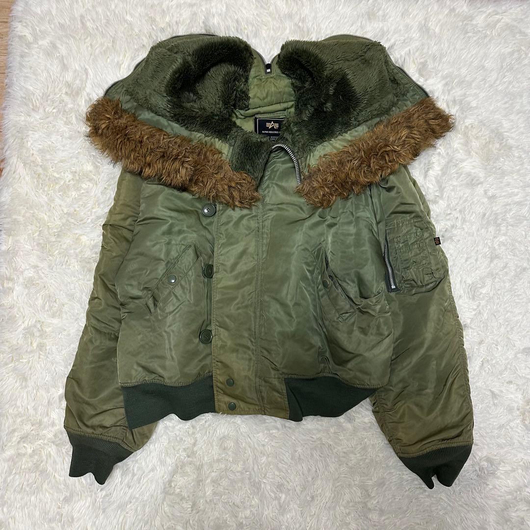ALPHA N-2B フライトジャケット XL カーキ ミリタリー 大きめ 短丈