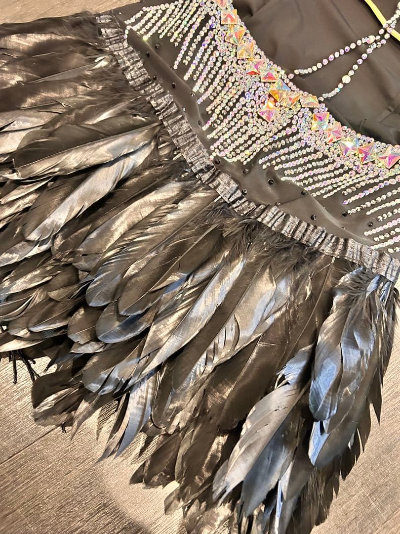 社交ダンス用黒ドレス スパンコール付き