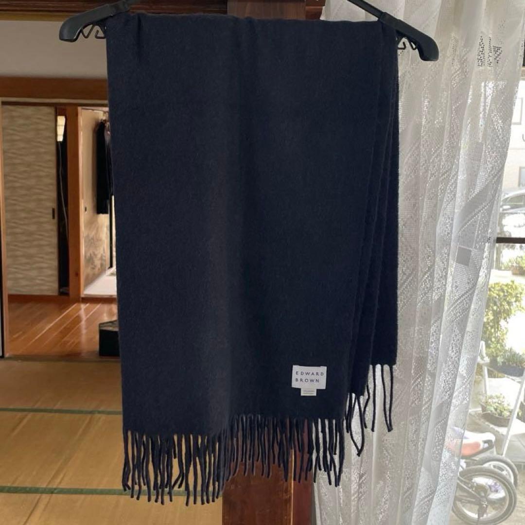 カズ様用　Edward Brown カシミア100% ダークネイビー大判マフラ