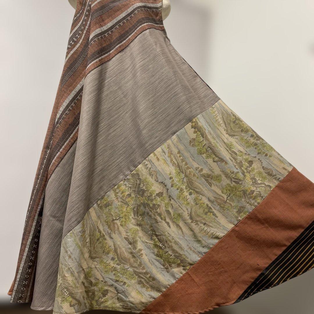 着物ワンピーステントラインマキシ丈《15》紬や大島紬等M〜L