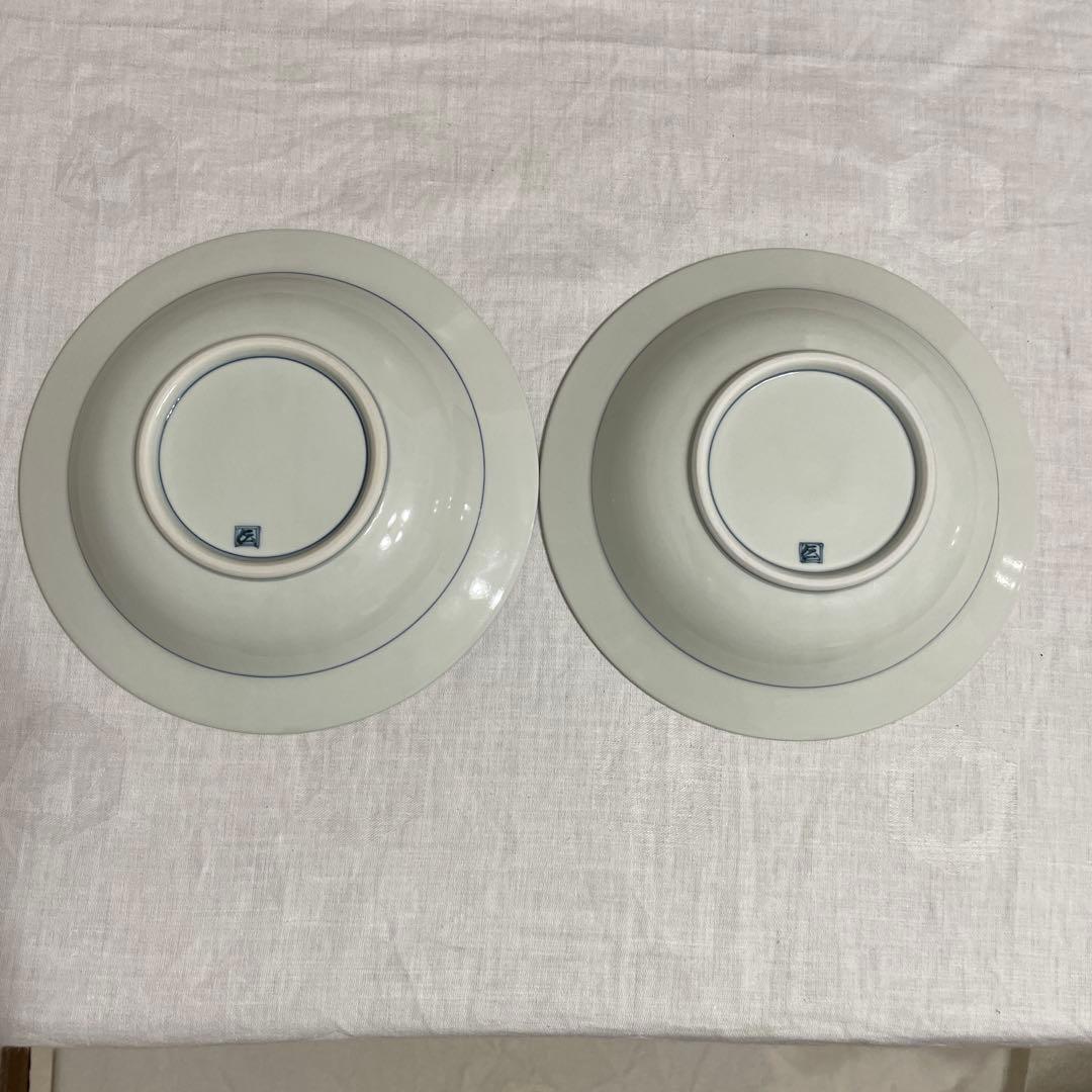 有田焼 染付 芙蓉手紋様 VOCマーク皿　口径22㎝　2枚セット