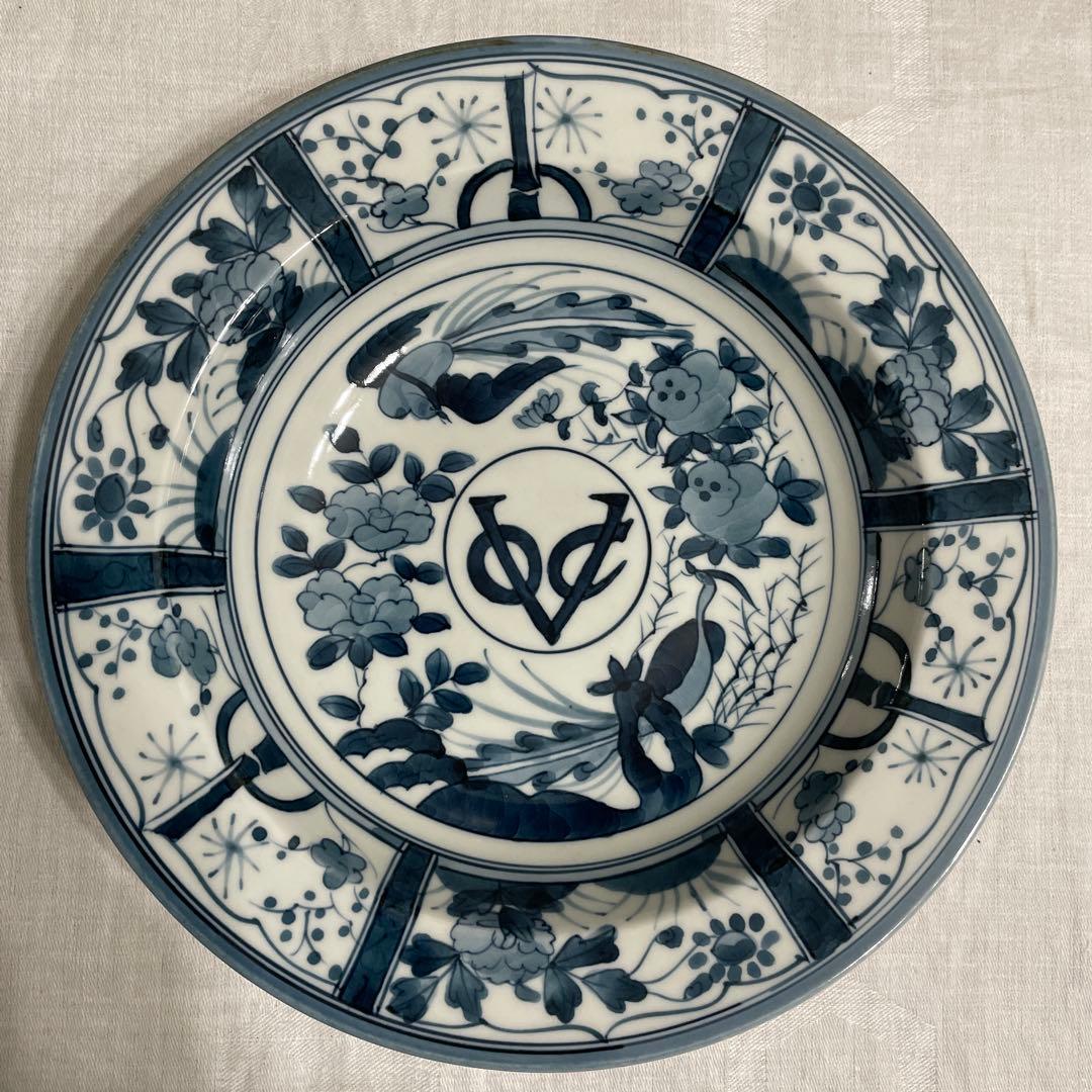 有田焼 染付 芙蓉手紋様 VOCマーク皿　口径22㎝　2枚セット