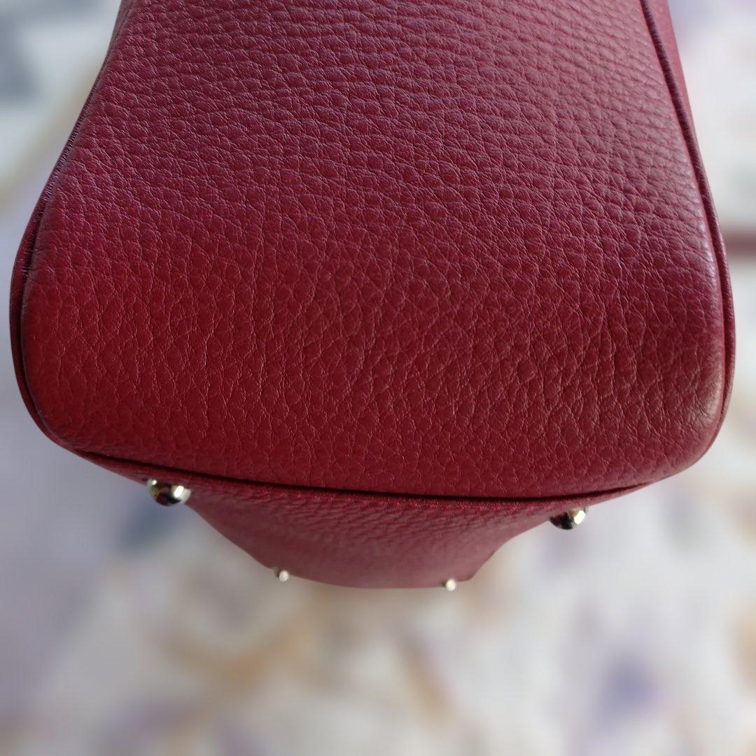 濱野レザーボルドートートバッグ ファスナー付き