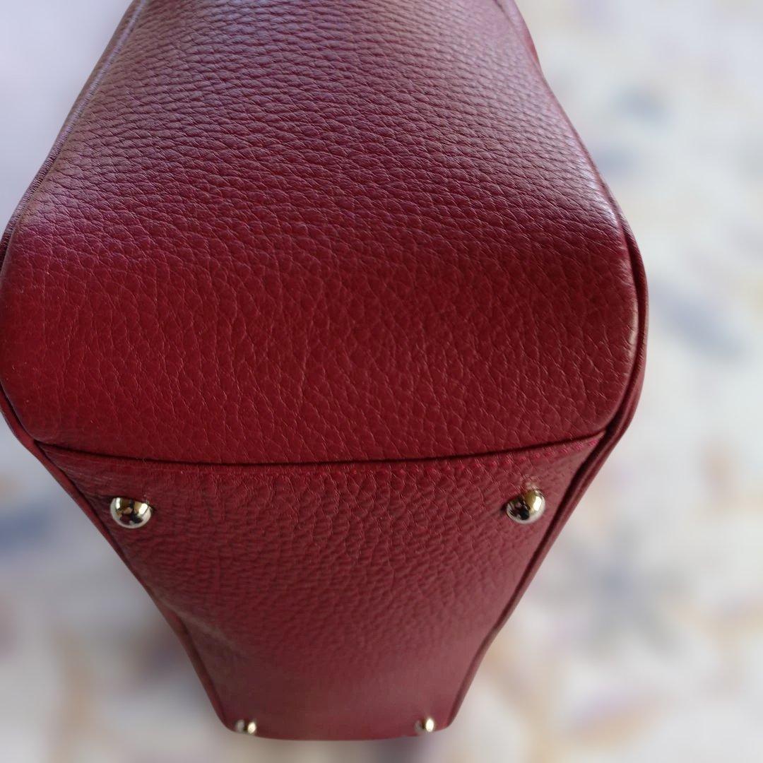 濱野レザーボルドートートバッグ ファスナー付き