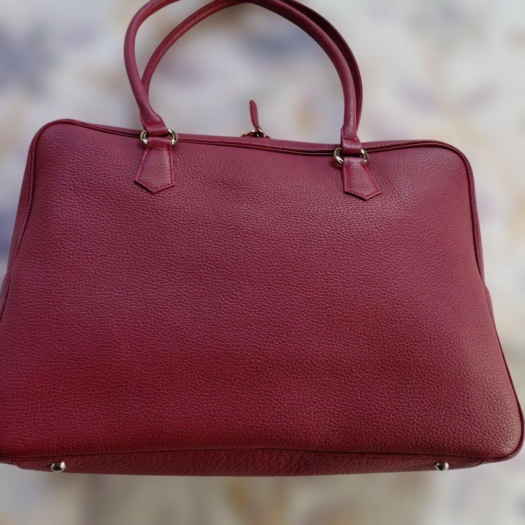 濱野レザーボルドートートバッグ ファスナー付き