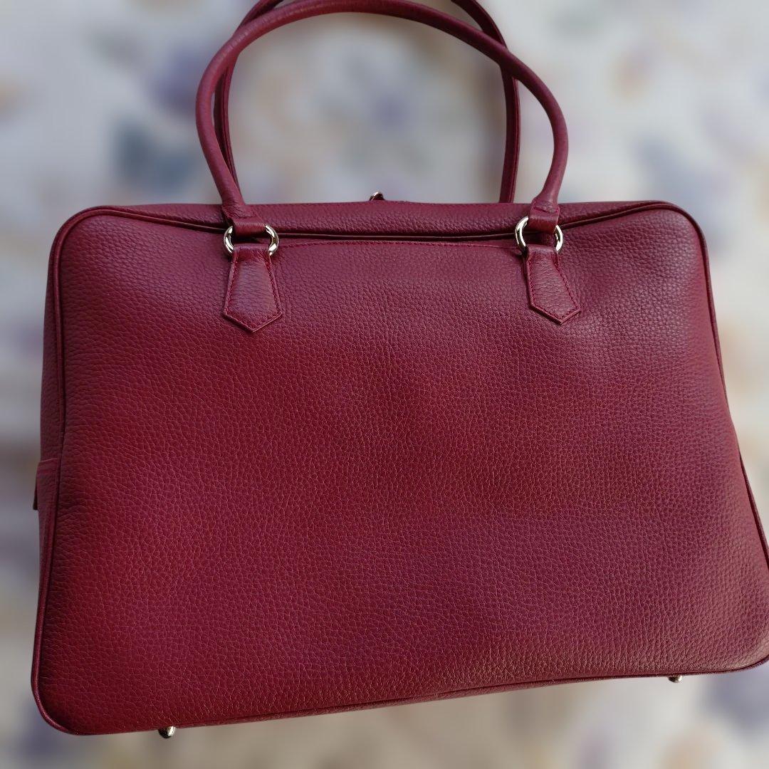 濱野レザーボルドートートバッグ ファスナー付き