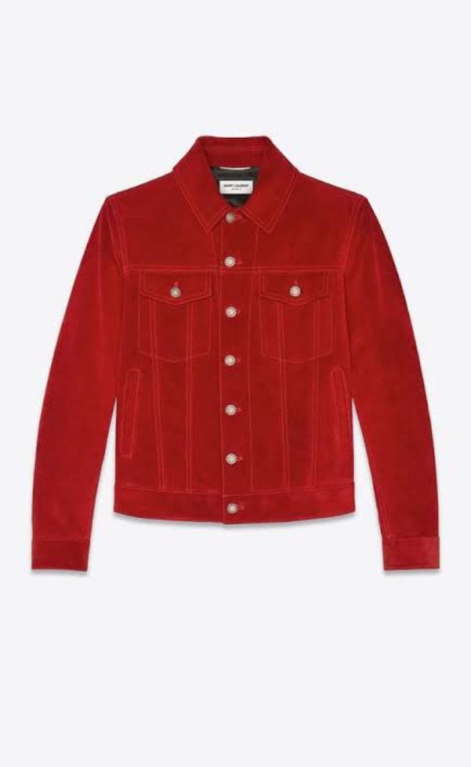 サンローランパリ 2020SS スエードGジャン トラックジャケット赤 44