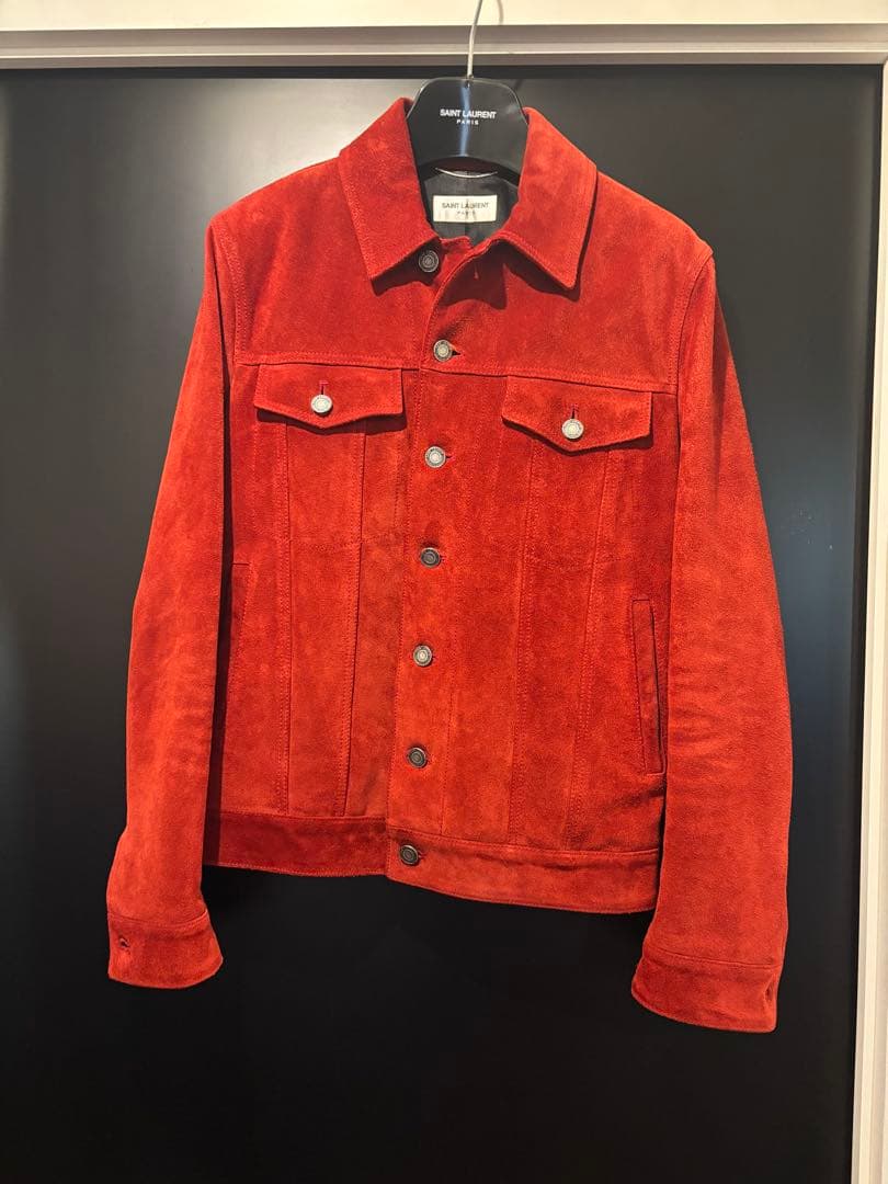 サンローランパリ 2020SS スエードGジャン トラックジャケット赤 44