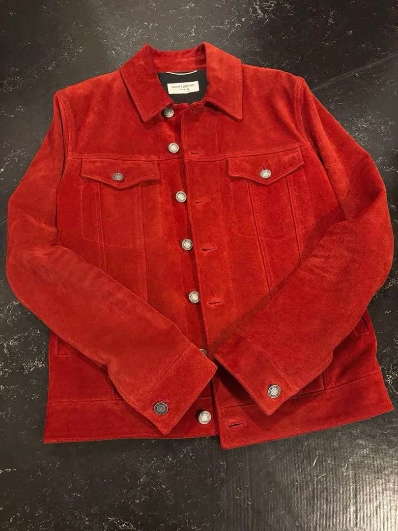 サンローランパリ 2020SS スエードGジャン トラックジャケット赤 44