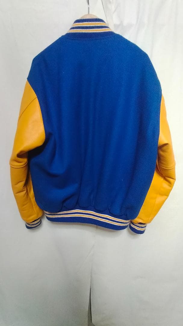 game sportswearゲームスポーツウェアウール袖革スタジャン美品L