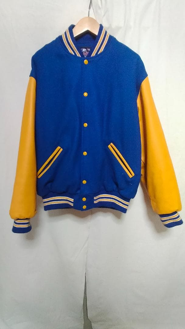 game sportswearゲームスポーツウェアウール袖革スタジャン美品L