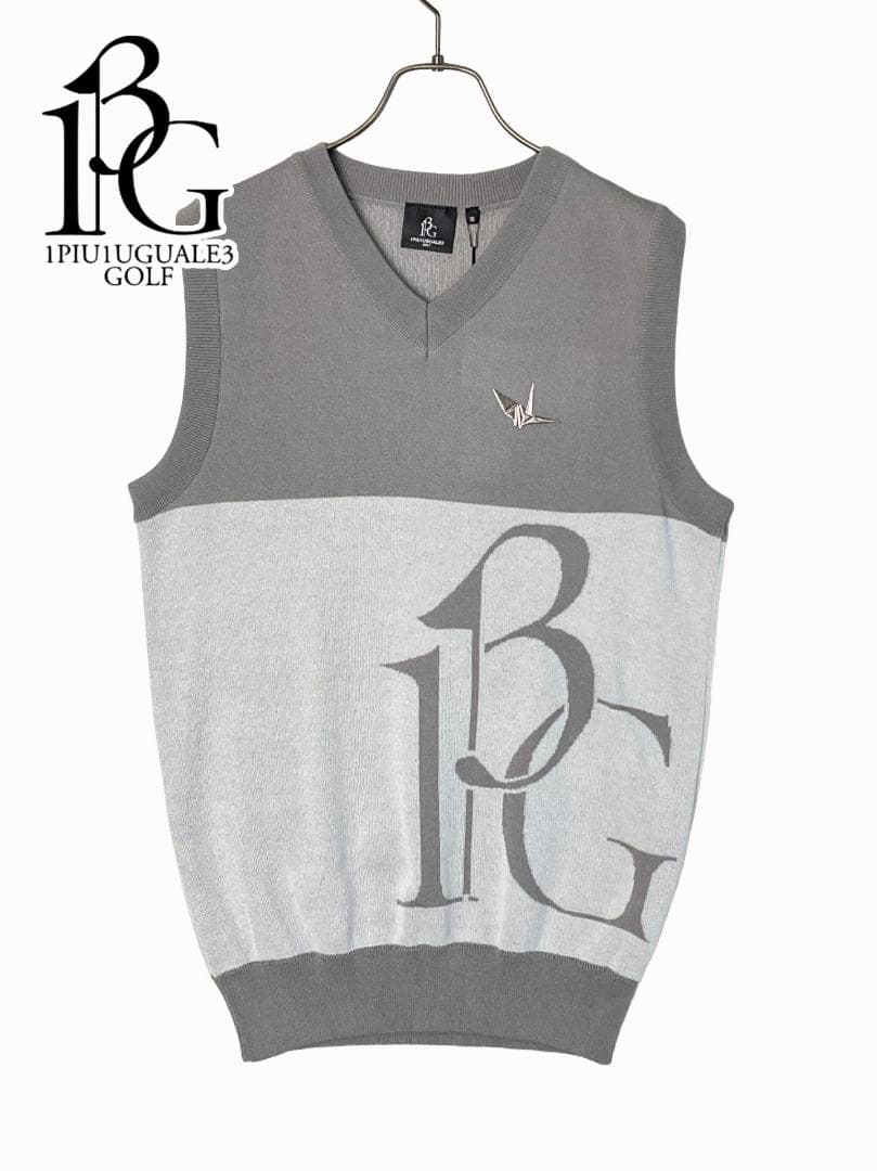 サイズS【新品】1PIU1UGUALE3 GOLF ロゴニットベスト GR