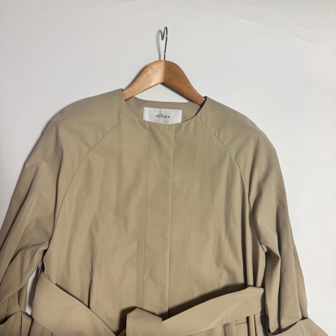 ADORE スプリングコート　ノーカラーコート　ベージュ 38 ロング