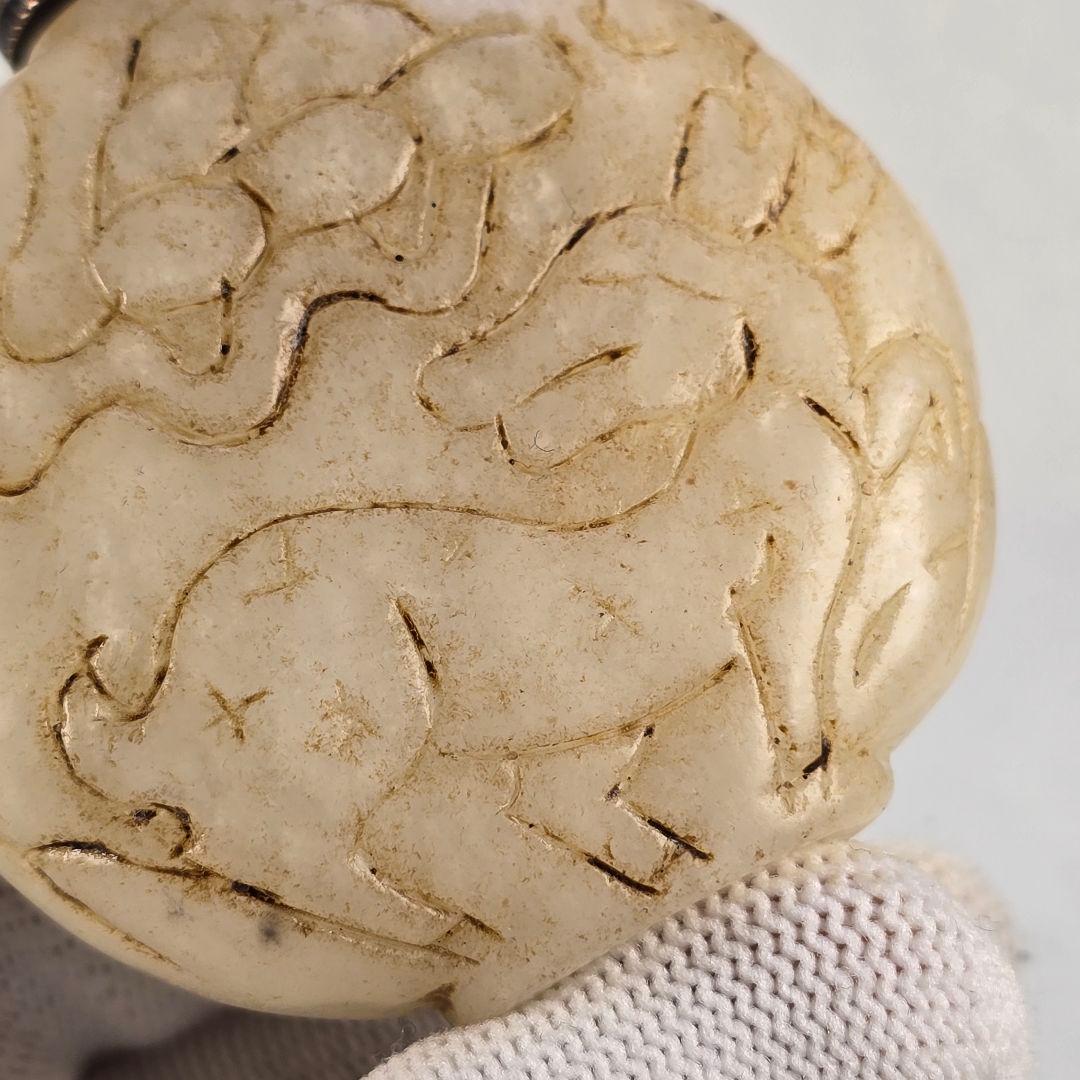 時代 本物和田白玉 清 手彫内堂 陽刻麒麟紋 鼻煙壺 薬瓶 珊瑚蓋 激安