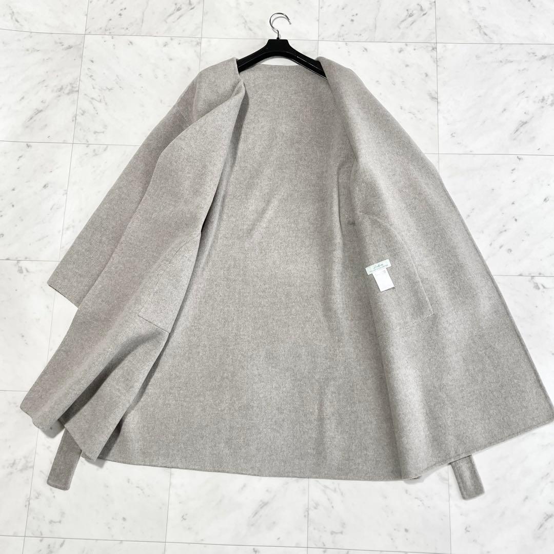 新品　Leilian レリアン　コート　ロング　毛　コットン　グレー　9