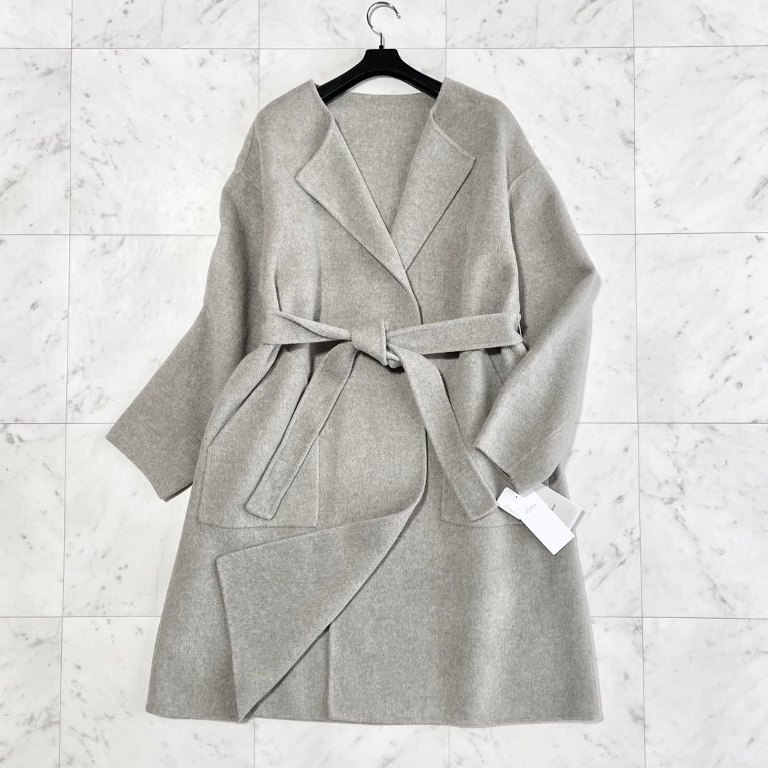 新品　Leilian レリアン　コート　ロング　毛　コットン　グレー　9