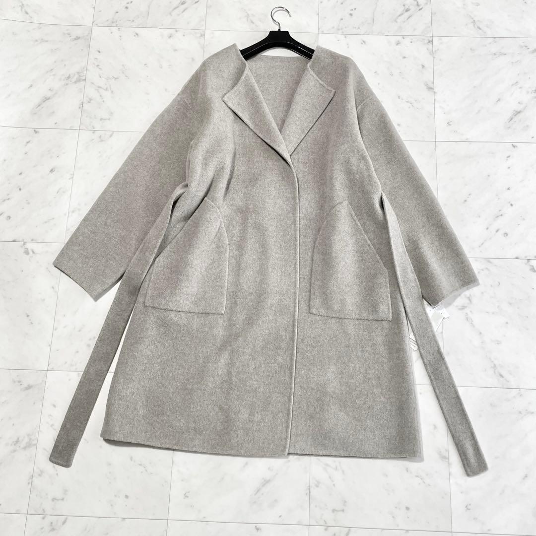 新品　Leilian レリアン　コート　ロング　毛　コットン　グレー　9