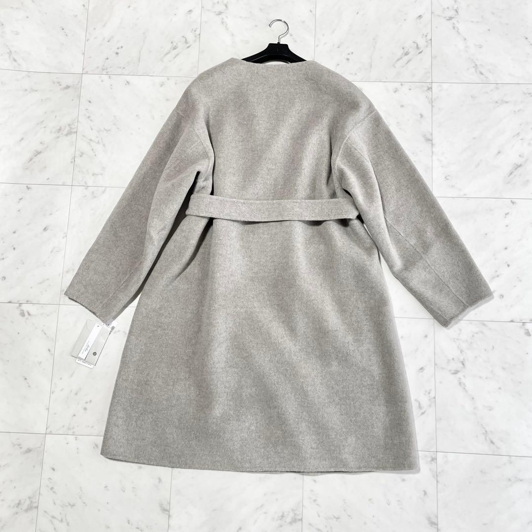 新品　Leilian レリアン　コート　ロング　毛　コットン　グレー　9