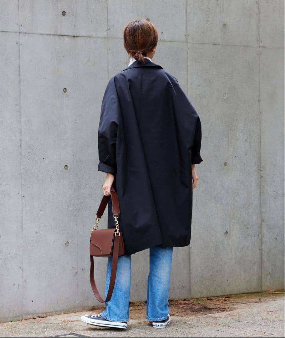 美品 FRAMeWORK 撥水 ポンチョトレンチコート ブラック 38