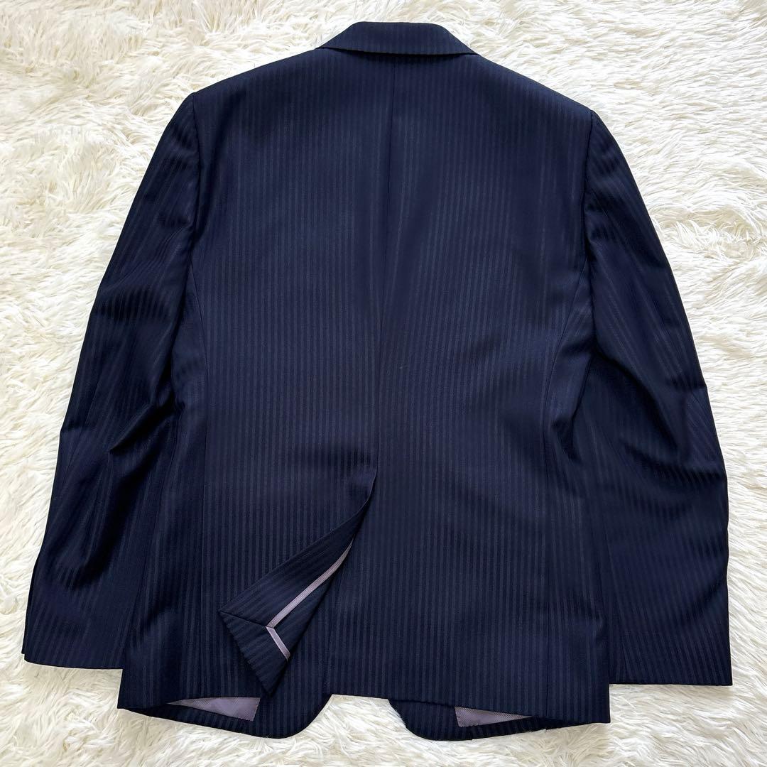 3ピース✨桂由美 ビジネス スーツ ネイビー ストライプ 92 A5 ウール混合