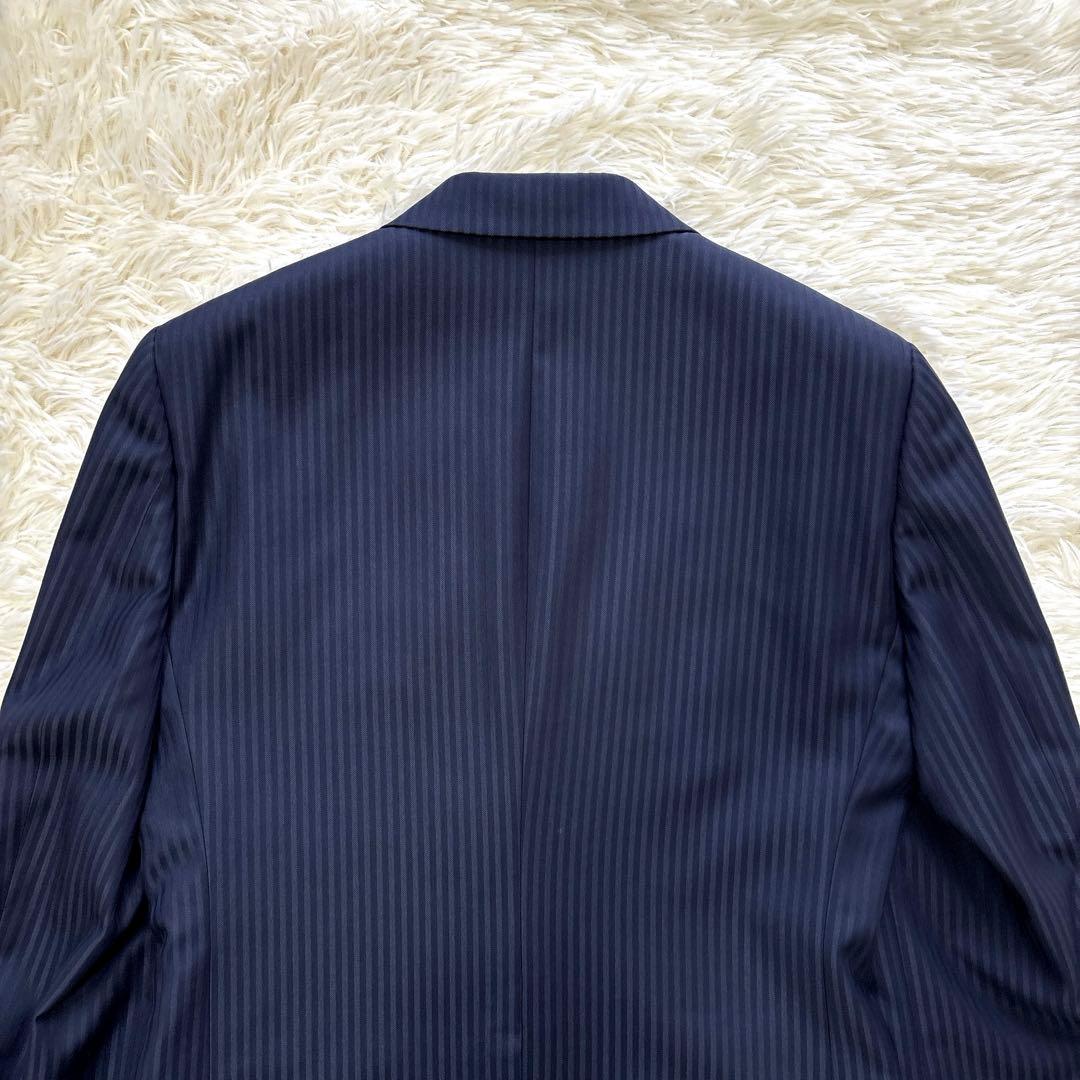3ピース✨桂由美 ビジネス スーツ ネイビー ストライプ 92 A5 ウール混合