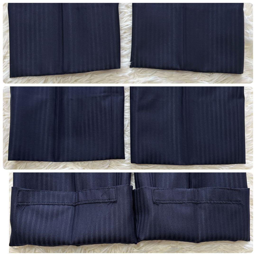 3ピース✨桂由美 ビジネス スーツ ネイビー ストライプ 92 A5 ウール混合