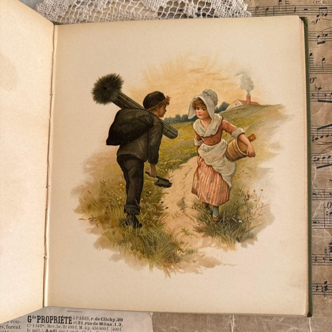 稀少アンティーク美しい挿絵のヴィクトリアン絵本　洋書ジャンクジャーナル古書