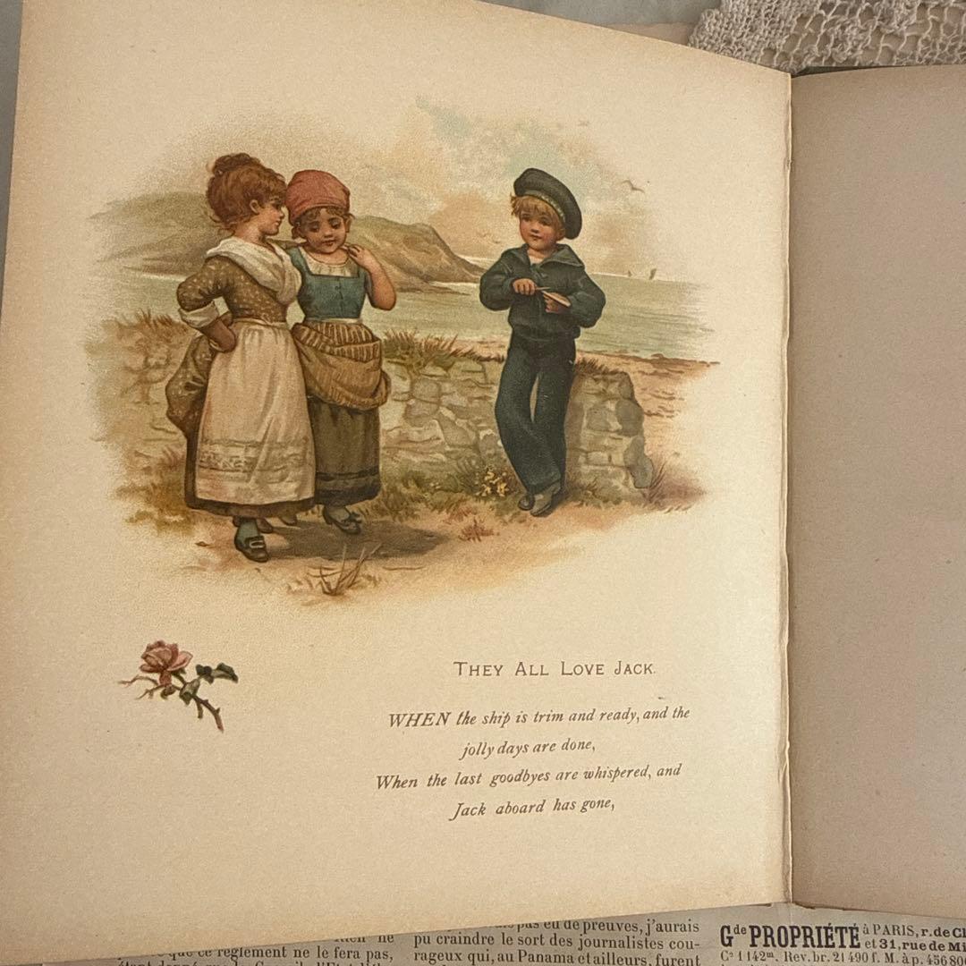 稀少アンティーク美しい挿絵のヴィクトリアン絵本　洋書ジャンクジャーナル古書