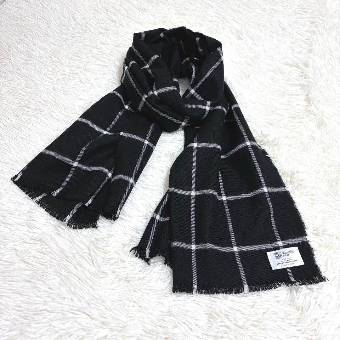Rosemary0126　 ジョンストンズ ストール　チェック 黒