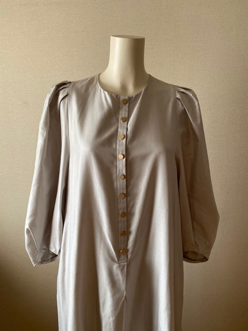 め*ー様 ebure シルクヘリンボーン ボリュームスリーブ　ロングワンピース