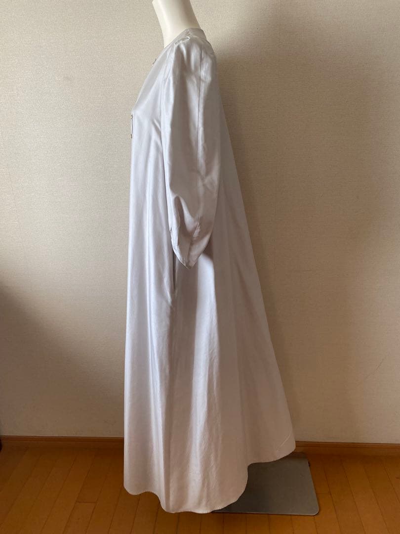 め*ー様 ebure シルクヘリンボーン ボリュームスリーブ　ロングワンピース