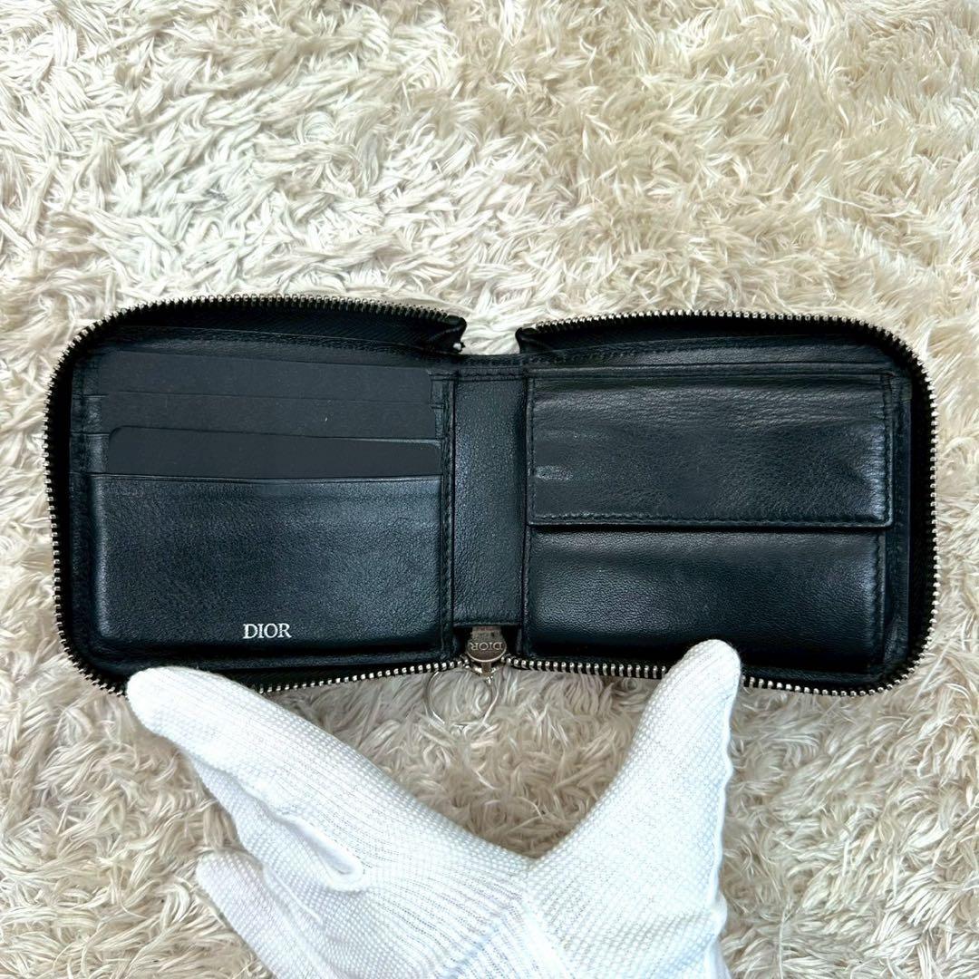 【美品 付属品完備】DIOR 二つ折り財布 トロッター　オブリーク ジャカード