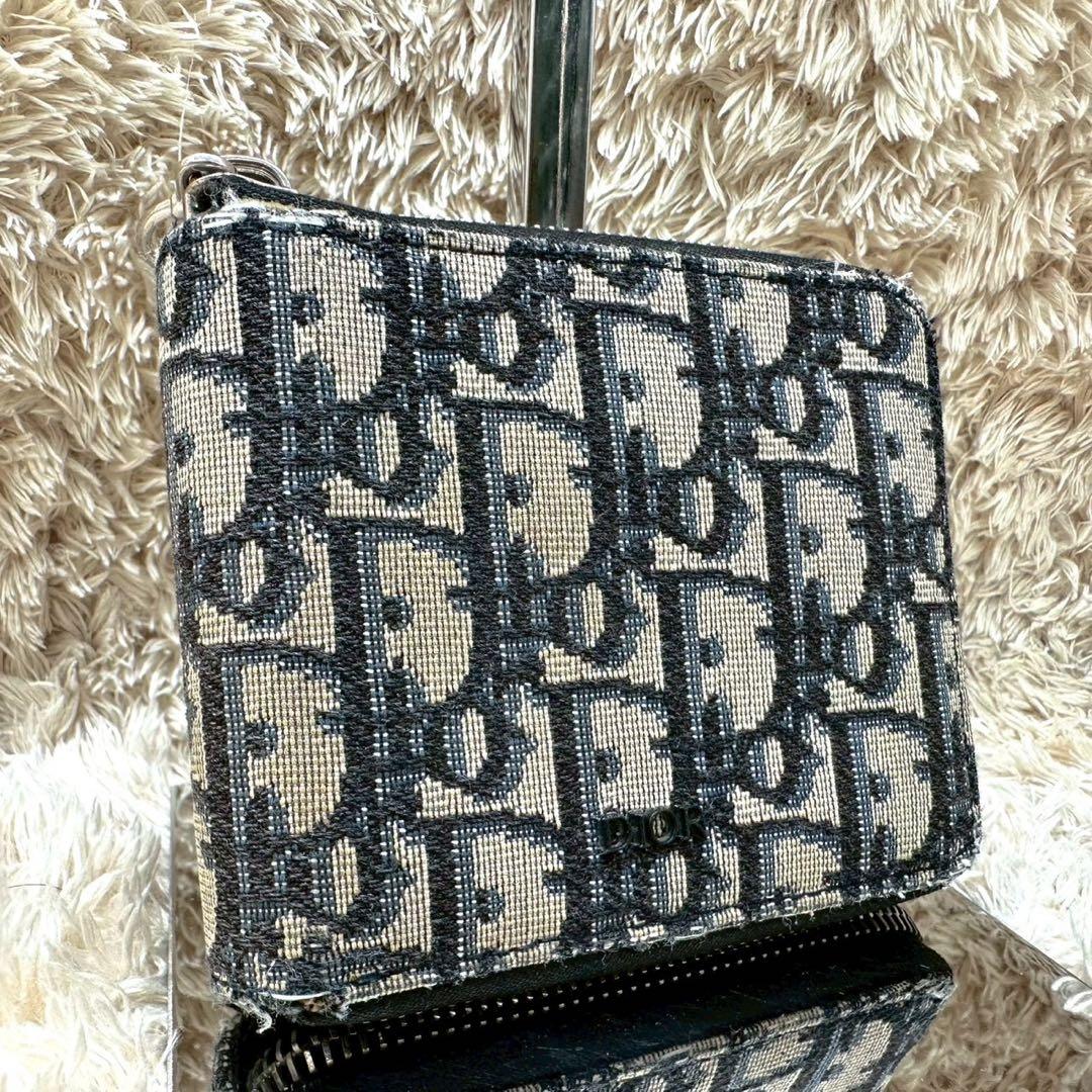 【美品 付属品完備】DIOR 二つ折り財布 トロッター　オブリーク ジャカード