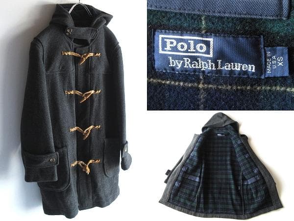 希少 USA製 ビンテージ ラルフローレン ウールメルトン ダッフルコート XS