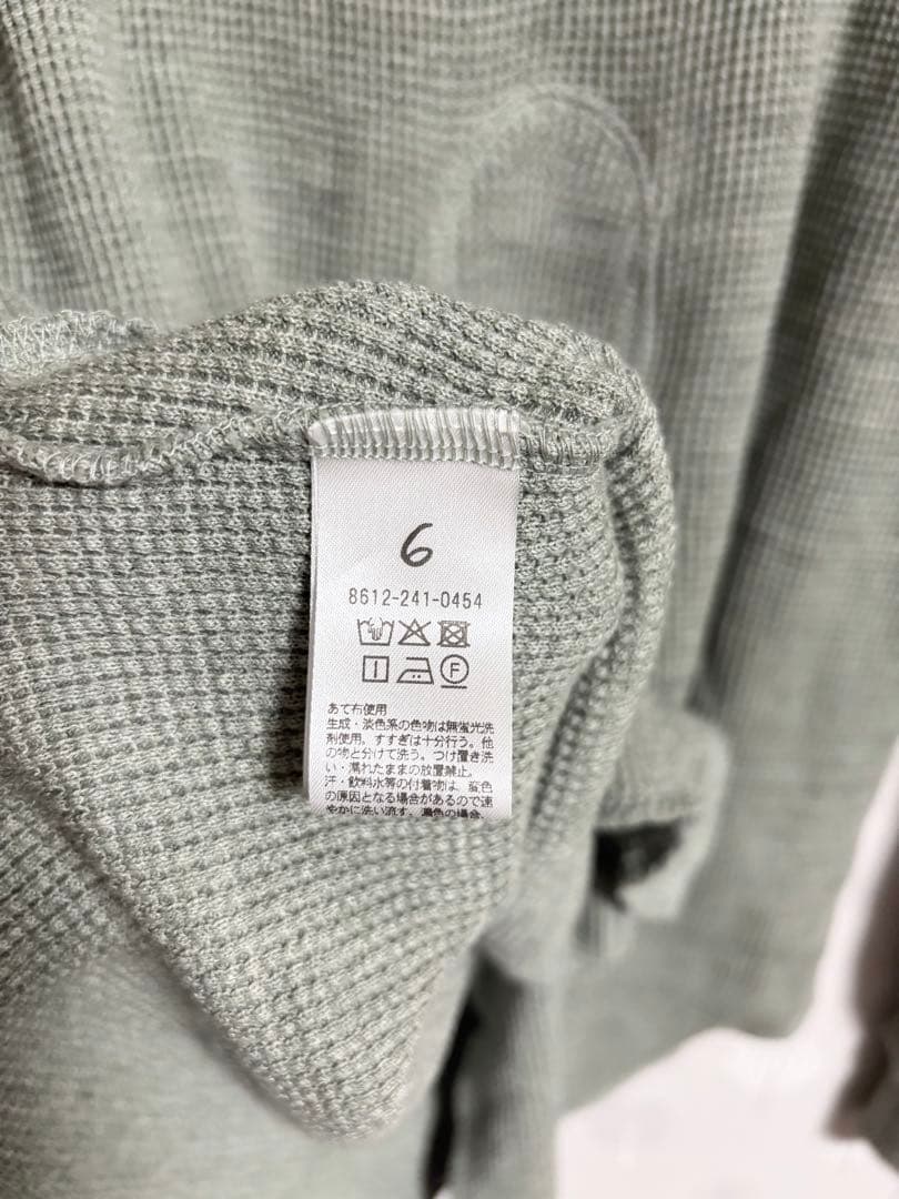 6 ROKU ロク バックスリットサーマルプルオーバー トップス ワッフル