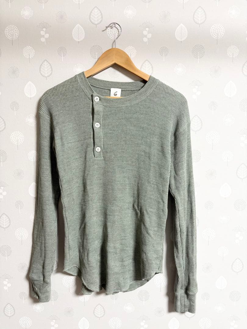 6 ROKU ロク バックスリットサーマルプルオーバー トップス ワッフル