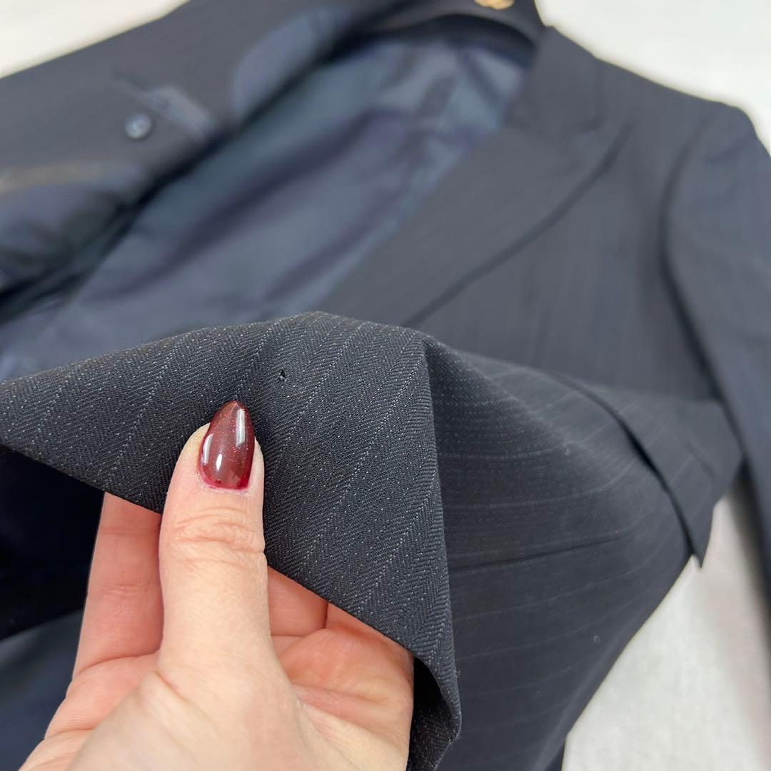 K613 L バーバリーロンドン ダブル 肩パット スーツ上下 ネイビー メンズ